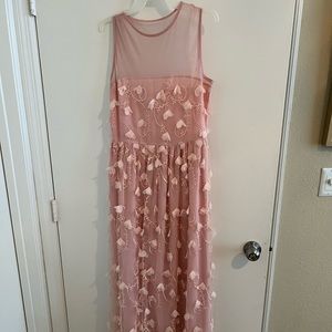 Pink flower petal floor length dress